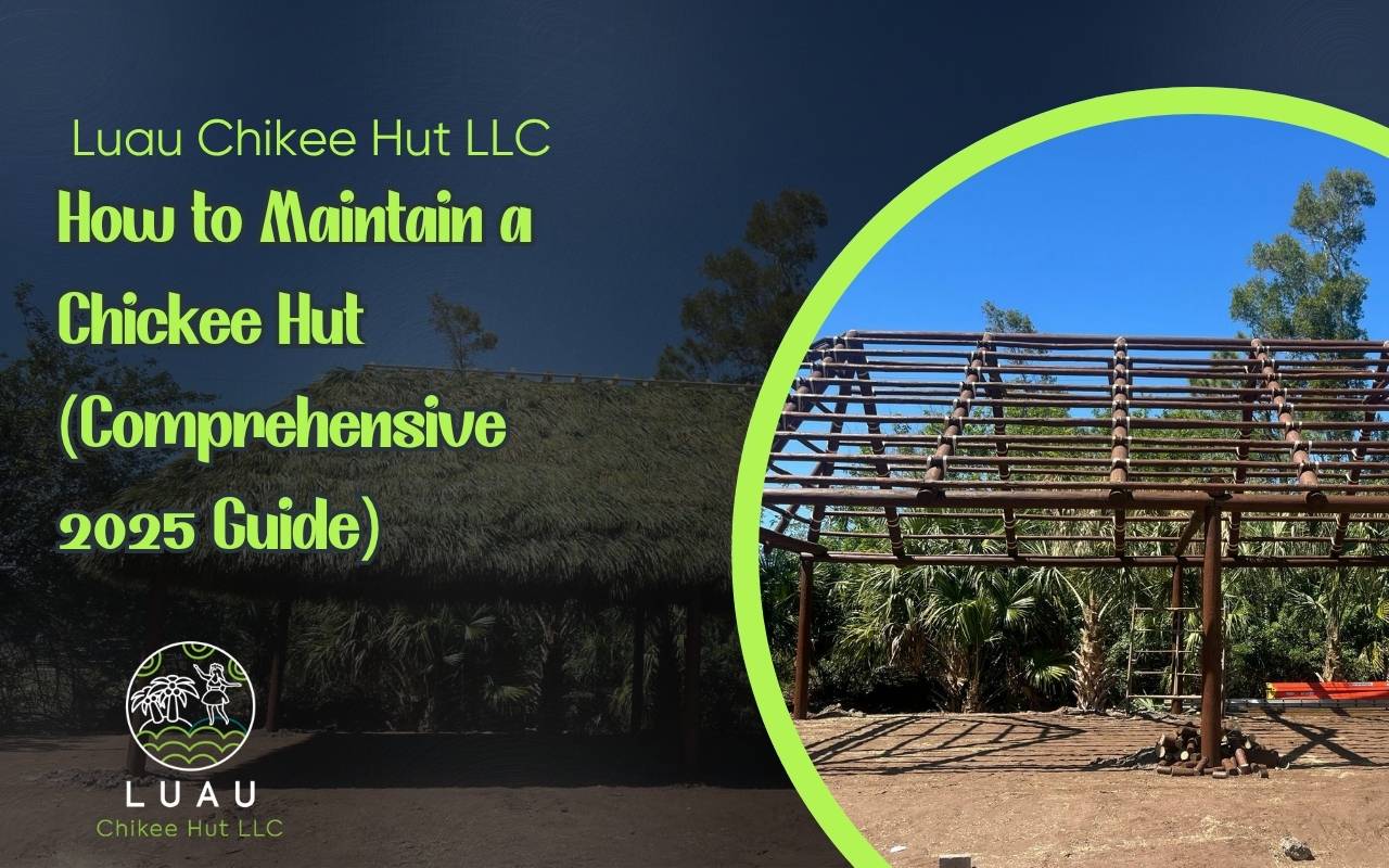 Expert performing rethatching as part of how to maintain a chickee hut
