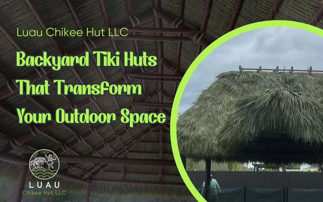 Custom backyard tiki hut bar perfect for outdoor entertaining